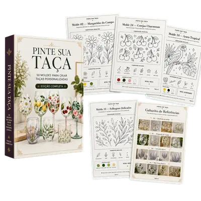 Ebook Pinte Sua Taça com 50 moldes para taças personalizadas