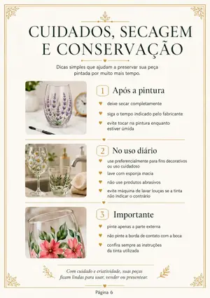 Página com cuidados, secagem e conservação