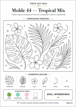 Molde 44 — Tropical Mix, página interna do Pinte Sua Taça
